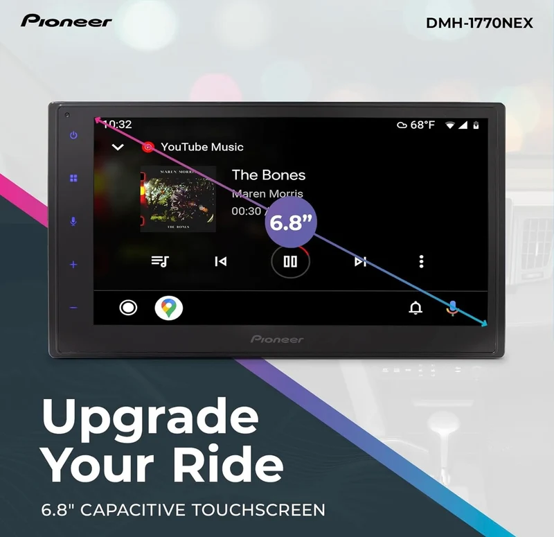 Pioneer DMH-1770NEX Double-DIN Digital Multimedia Receiver, Wired Apple CarPlay and Android Auto, 6.8” Capacitive Touchscreen