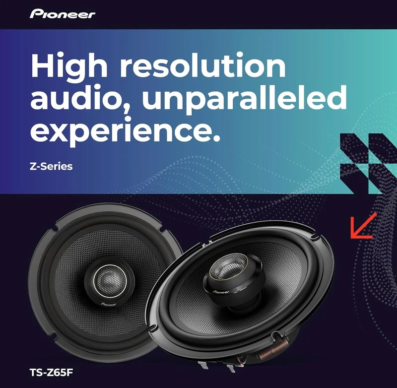 Pioneer TS-Z65F, 2-Way 6.5 INCHES Coaxial Car Audio Speakers, Full Range, Open & Smooth Sound Quality, Easy Installation and Enhanced Bass Response - Black