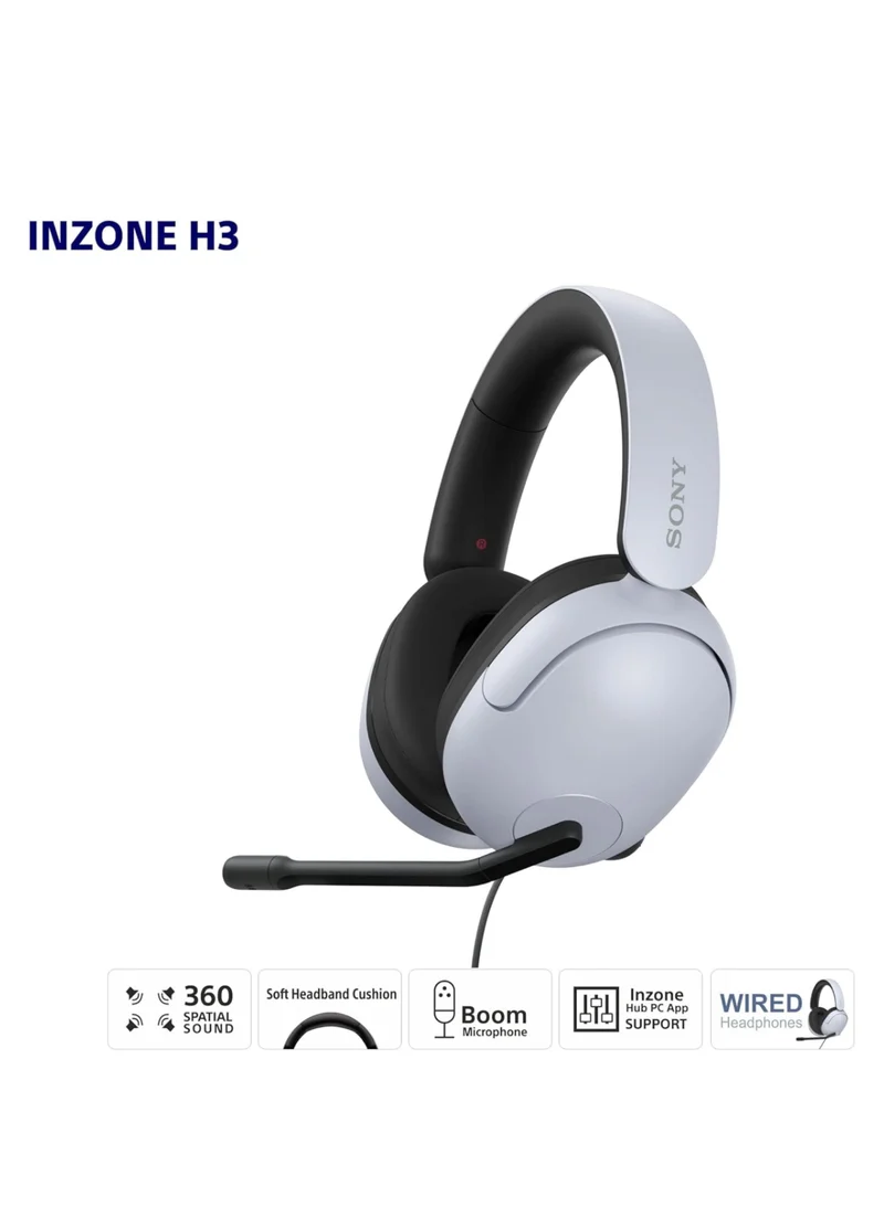 Sony INZONE H3 Wired Gaming Headphones With Mic, PS5 Headphones, Over-Ear Discord Certified MDR-G300 - (White)