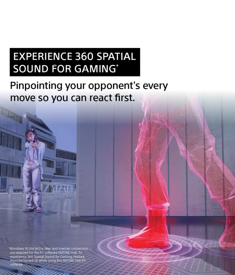 Sony INZONE H5 Wireless Gaming Headset, 360 Spatial Sound 28 Hour Battery, 2.4Ghz Wireless and 3.5mm Audio Jack- White
