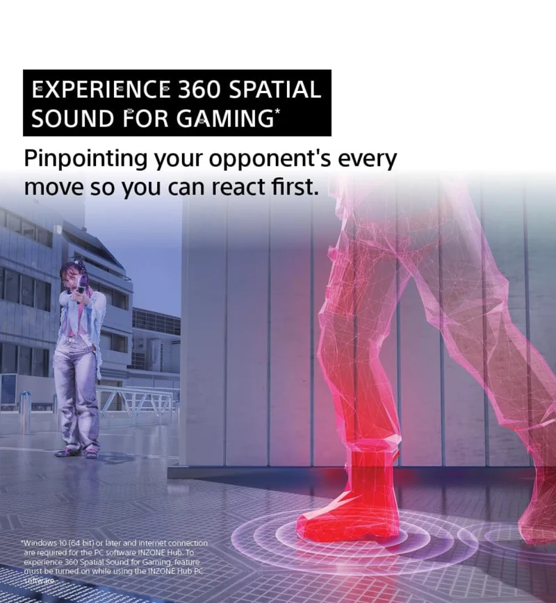 Sony INZONE H5 Wireless Gaming Headset, 360 Spatial Sound 28 Hour Battery, 2.4Ghz Wireless and 3.5mm Audio Jack - Black