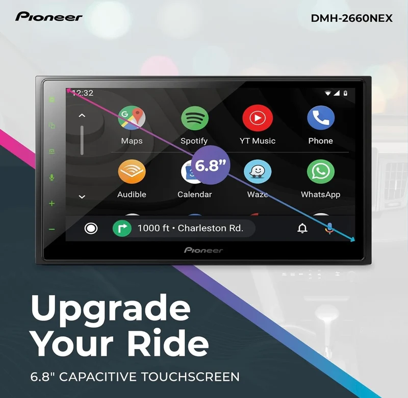 Pioneer DMH NEX Digital Multimedia Receiver, with Apple CarPlay, Android Auto, Amazon Alexa Bluetooth and Backup Camera Compatibility, 6.8” Capacitive Touchscreen