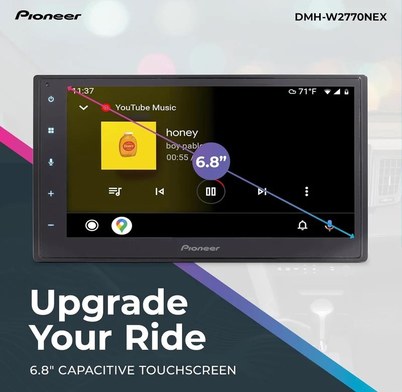 Pioneer DMH WNEX Digital Multimedia Receiver with Wireless Apple CarPlay and Android Auto, 6.8" Capacitive Touchscreen, Double-DIN, Built-in Bluetooth and WiFi, Amazon Alexa via App
