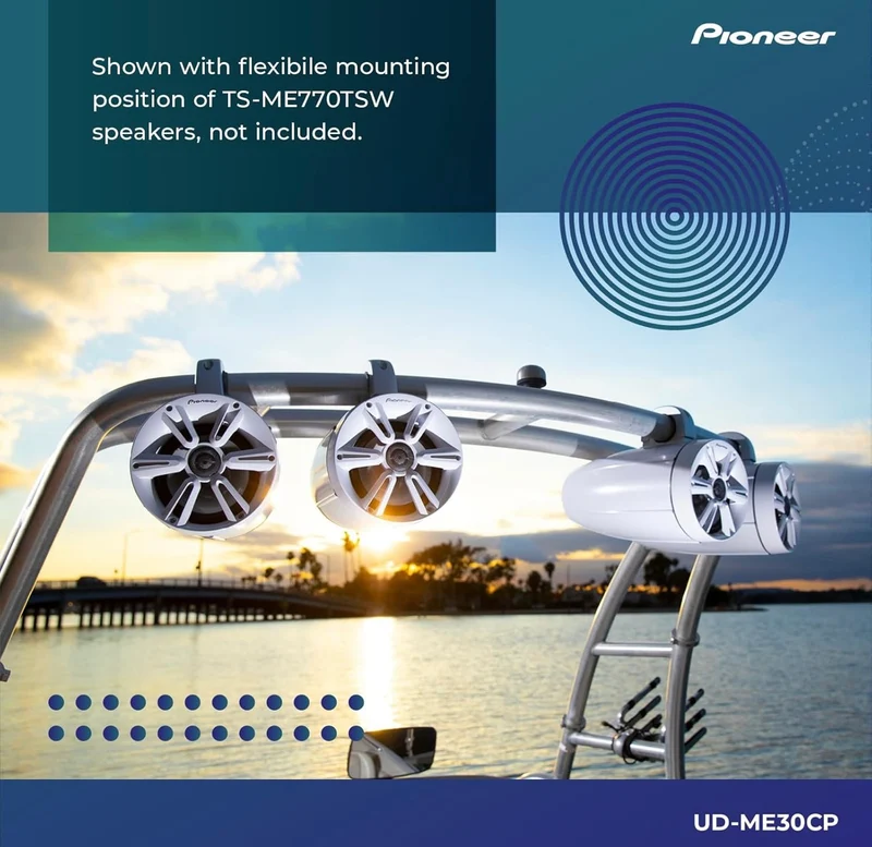 Pioneer UD-ME30CP Tower Speaker Mounting Brackets - Flexible Mounting Options, Fits 1-7/8" to 3" Tubes - (Silver) 2 Pack