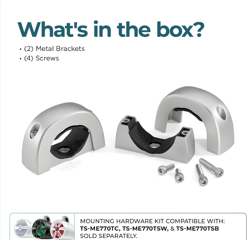 Pioneer UD-ME30CP Tower Speaker Mounting Brackets - Flexible Mounting Options, Fits 1-7/8" to 3" Tubes - (Silver) 2 Pack