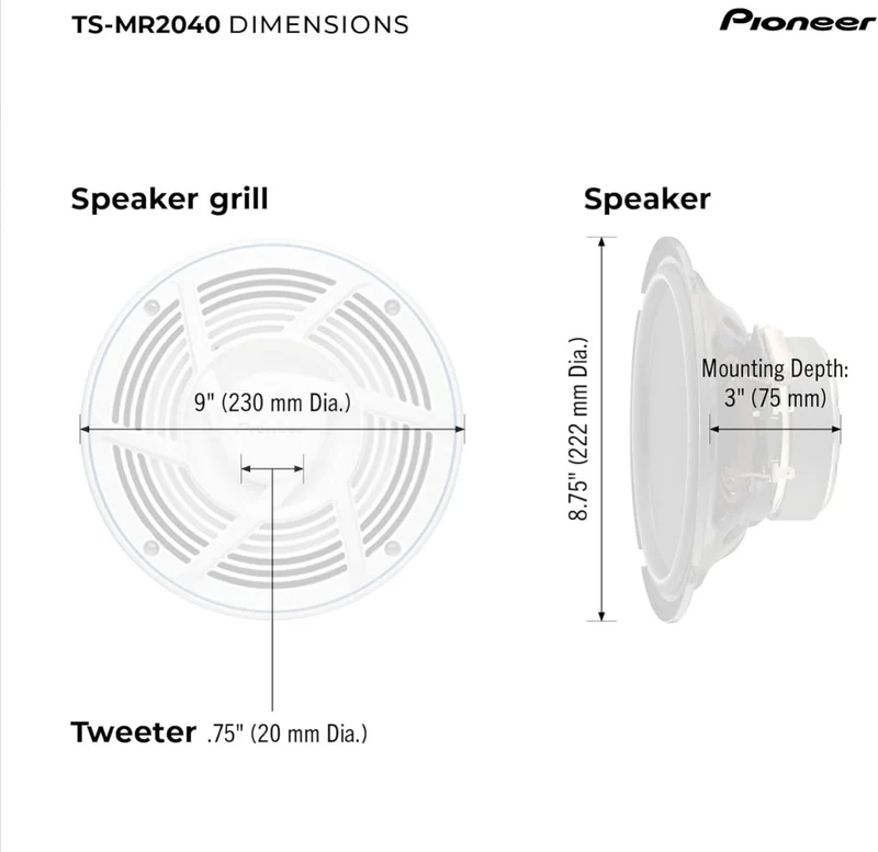 Pioneer TS-MR2040 8 Inch Marine Speakers - PAIR