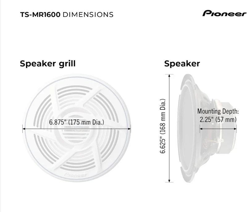 Pioneer TS-MR1600 Nautica Series 6.5-Inch Dual-Cone Marine Speaker - PAIR