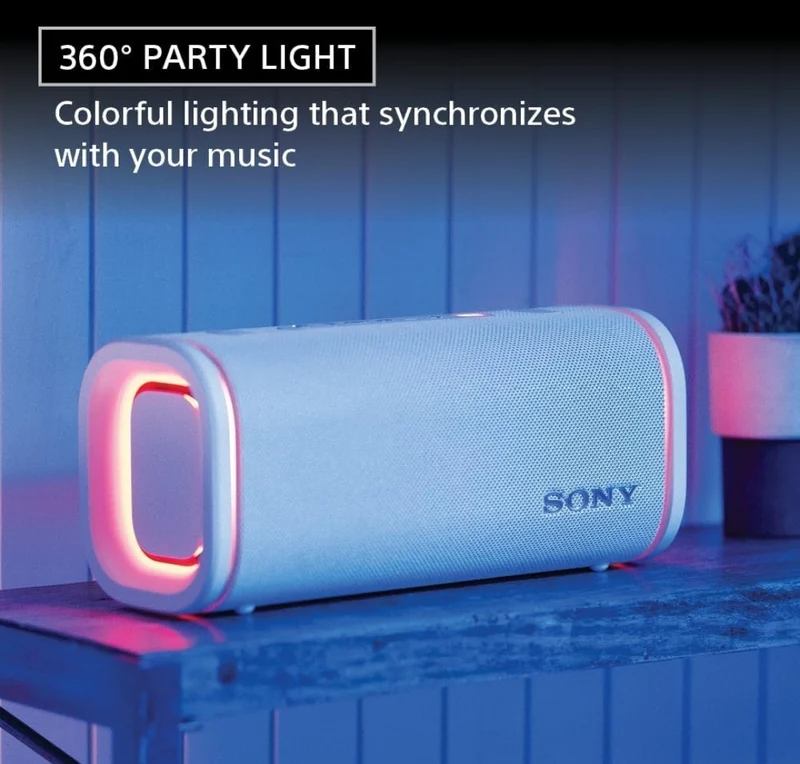 Sony ULT Field 5 Wireless Portable Bluetooth Speaker, IP67 Waterproof, Dustproof, and Rustproof with Enhanced Bass, 25 Hour Battery, 360° Party Light, and Shoulder Strap - (Off White)