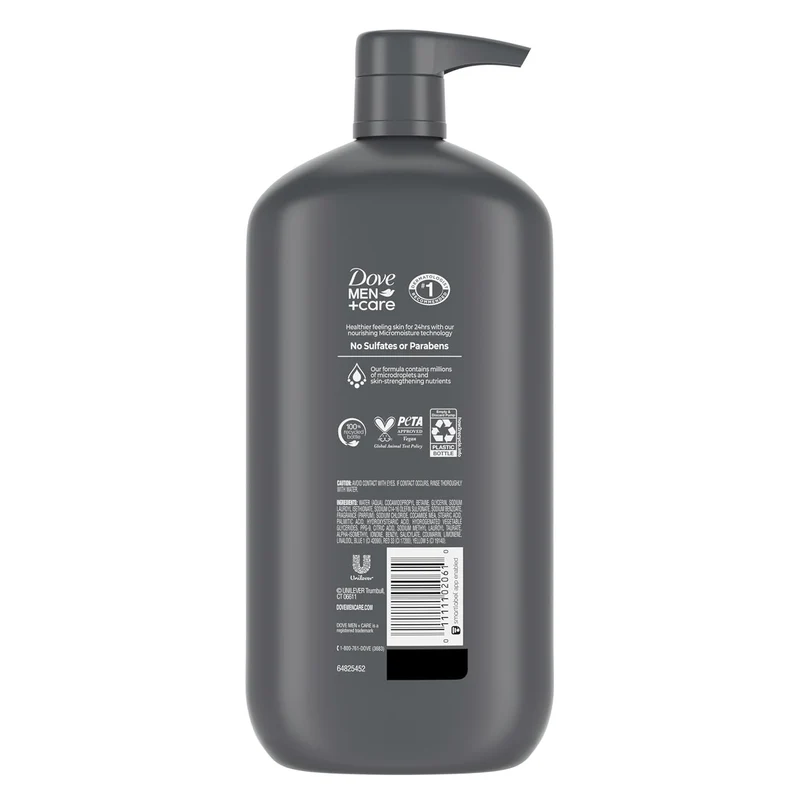 DOVE MEN CARE Body and Face Wash Hydrating Body Wash w/ 24-Hour Nourishing Micromoisture (30 oz) - (2PK)