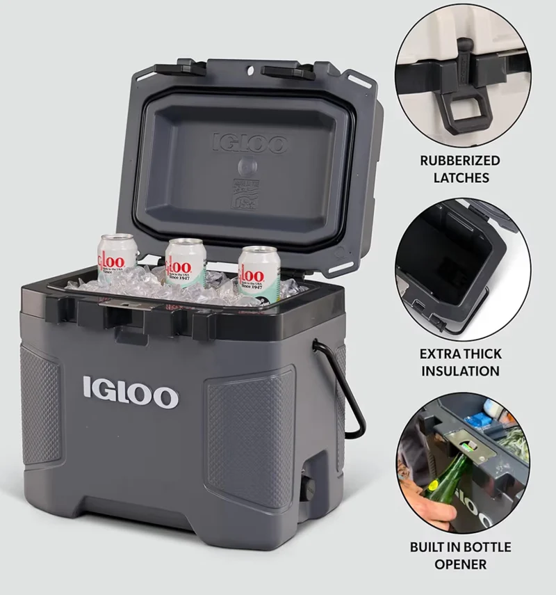 Igloo Trailmate Cooler 50Qt Durable Insulated Hard Shell Ice Chest - Carbonite