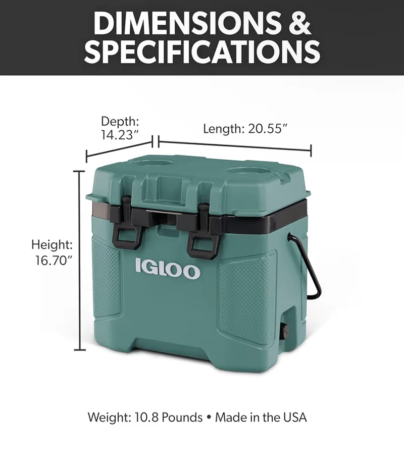 Igloo Trailmate Cooler 25QT Durable Insulated Hard Shell Ice Chest - Spruce