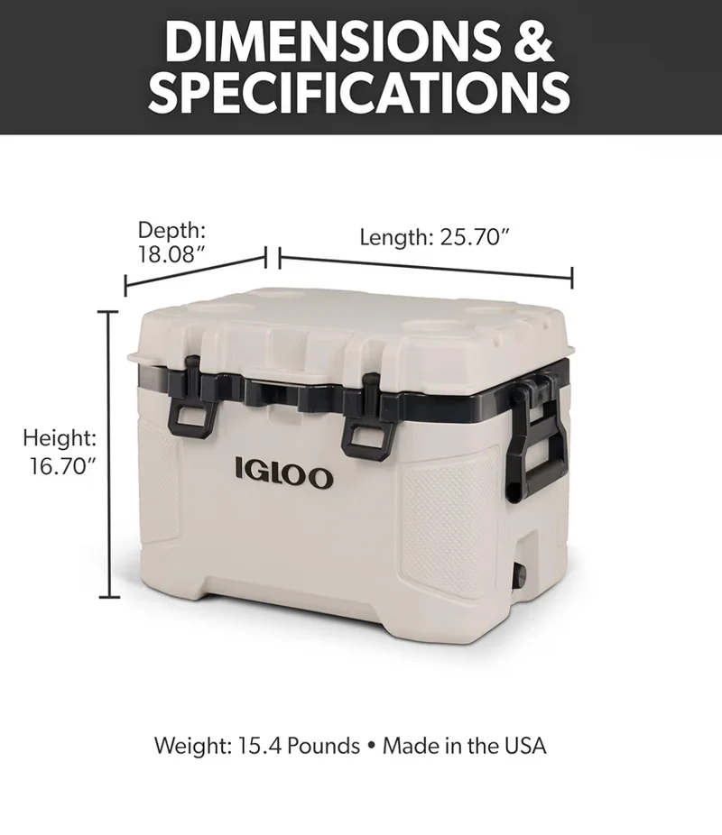 Igloo Trailmate Cooler 50Qt Durable Insulated Hard Shell Ice Chest - Bone