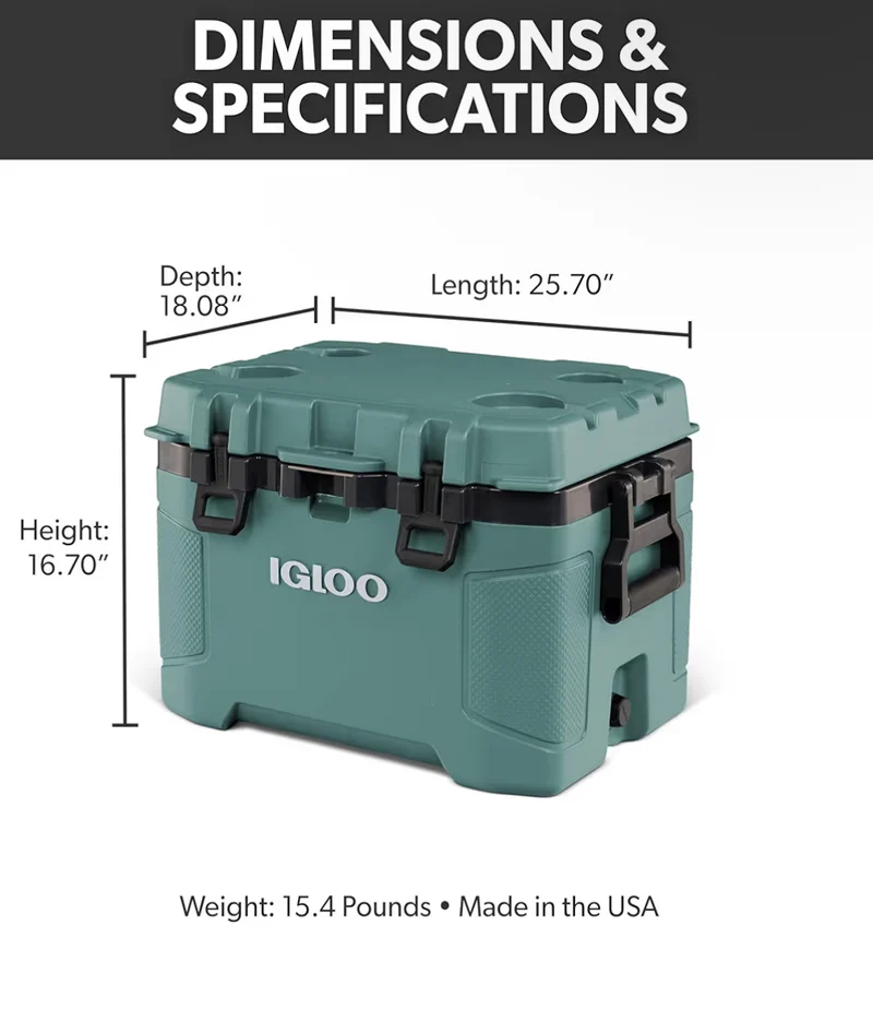 Igloo Trailmate Cooler 50Qt Durable Insulated Hard Shell Ice Chest - Spruce