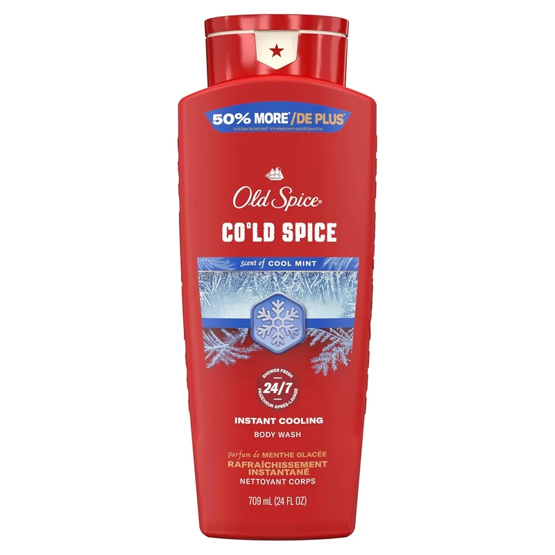 Old Spice Body Wash for Men, 24/7 Shower Fresh & Clean with Daily Use, Lasting Signature Scent - Cold Spice with Cool Mint Scent, 24 oz (Pack of 2)