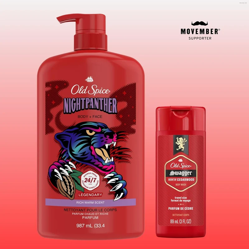 Old Spice Refreshing Body Wash for Men, 3X Defense, 24/7 Shower Fresh w/ Long Lasting Scent, Travel Size Swagger with Cedarwood Scent (4PK)