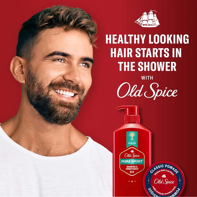 Old Spice Men's 2-in-1 Shampoo and Conditioner for all Hair Types - Pure Sport (Twin Pack)