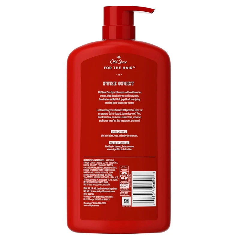 Old Spice Men's 2-in-1 Shampoo and Conditioner for all Hair Types - Pure Sport (Twin Pack)