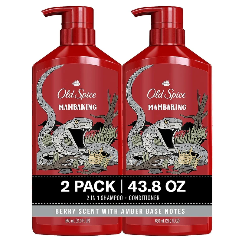 Old Spice MambaKing 2-in-1 Shampoo and Conditioner Set for Men - Berry Scent w/ Amber Base Notes (Twin Pack)