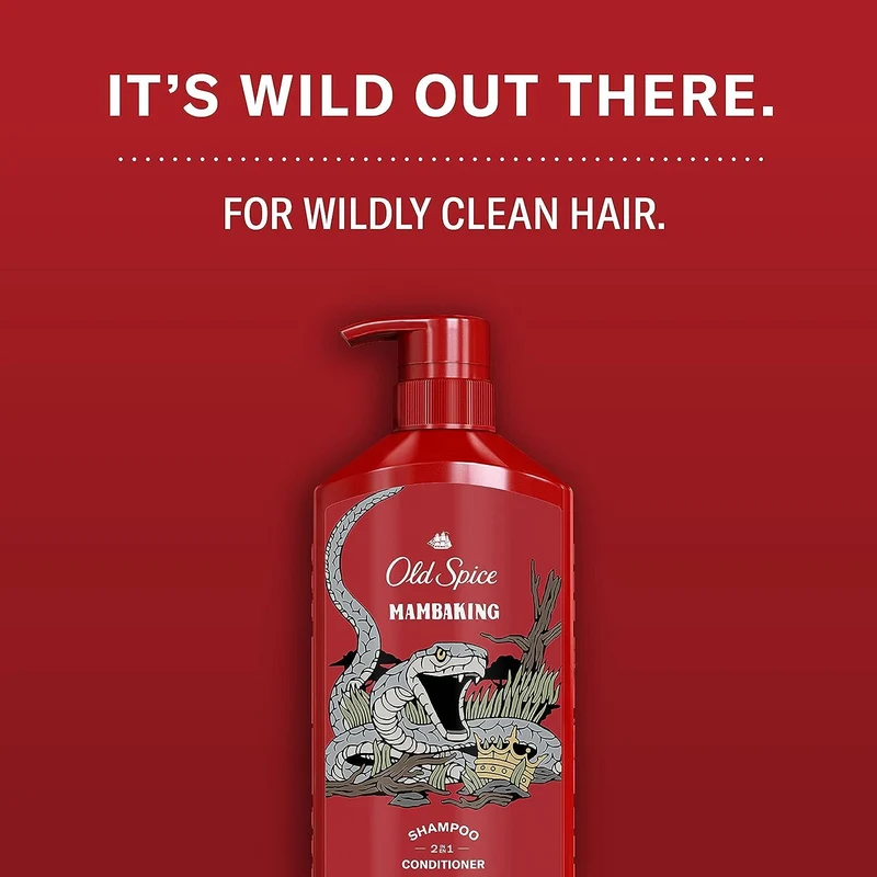 Old Spice MambaKing 2-in-1 Shampoo and Conditioner Set for Men - Berry Scent w/ Amber Base Notes (Twin Pack)