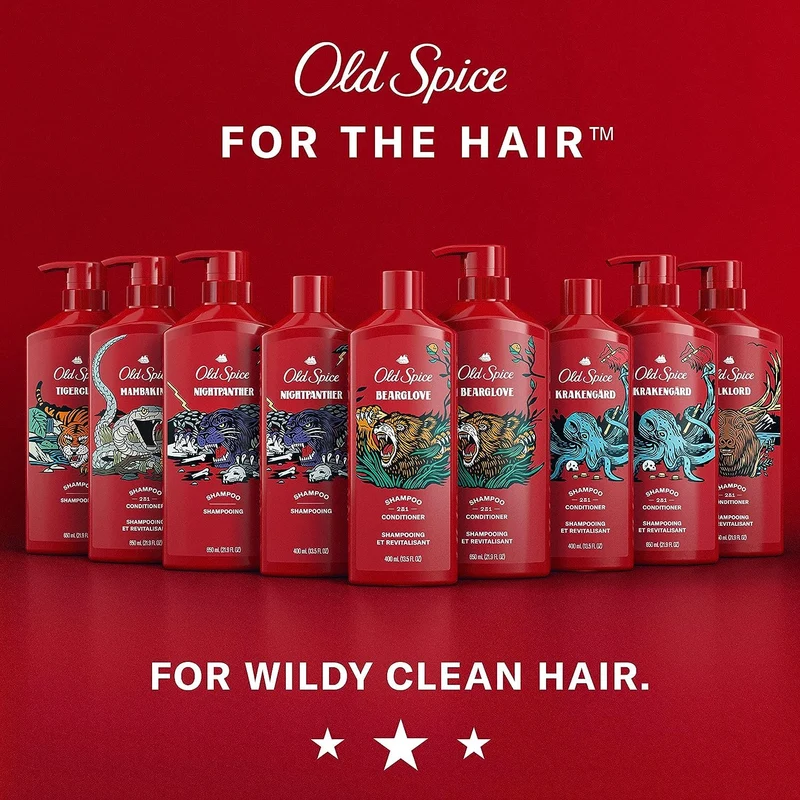 Old Spice MambaKing 2-in-1 Shampoo and Conditioner Set for Men - Berry Scent w/ Amber Base Notes (Twin Pack)