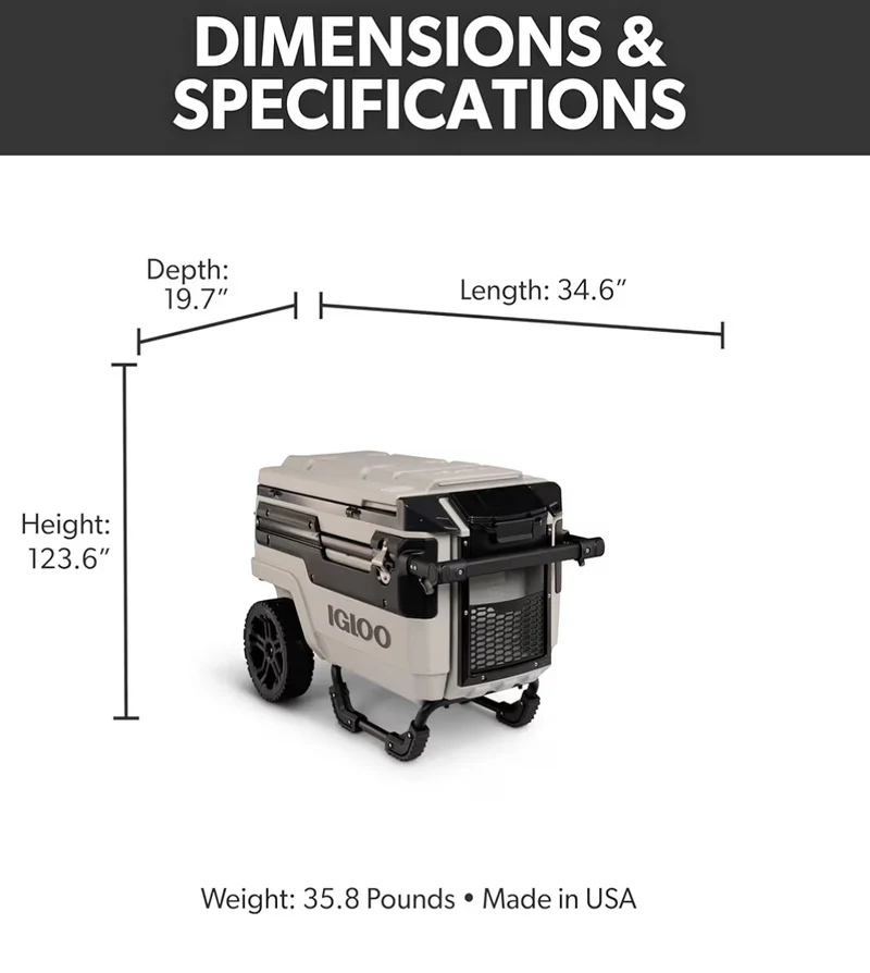 Heavy Duty Insulated Cooler Trailmate Journey 70qt Wheeled Cooler - Insulated Hard Shell Ice Chest (Sand)