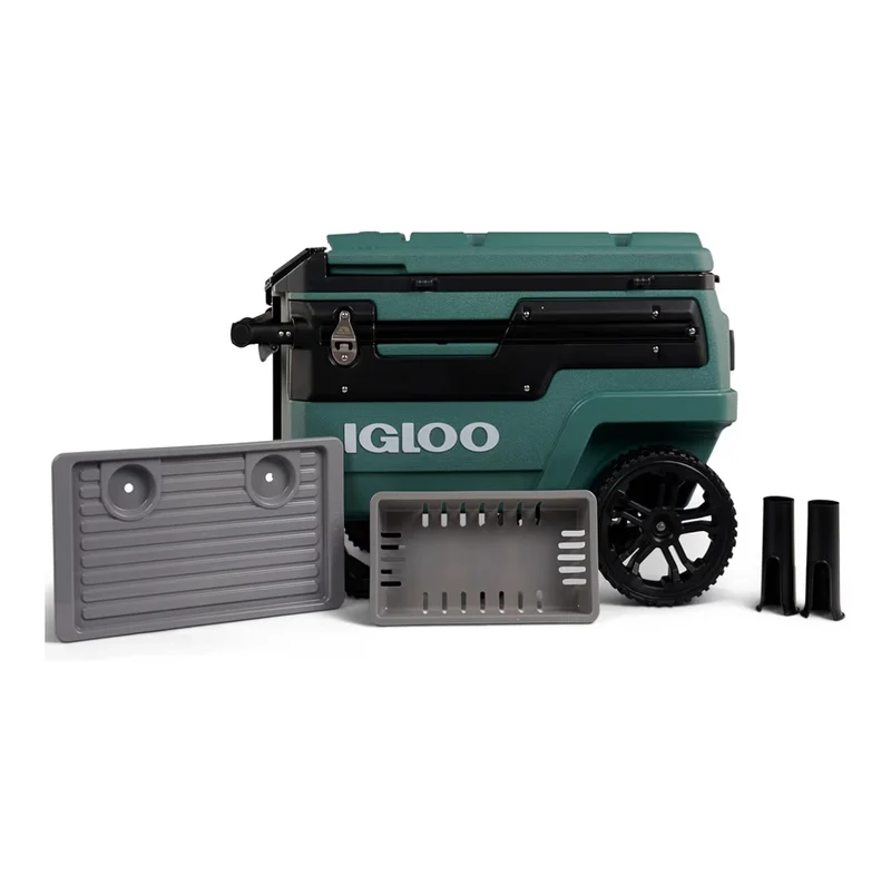 Heavy Duty Insulated Cooler Trailmate Journey 70qt Wheeled Cooler - Insulated Hard Shell Ice Chest (Green)