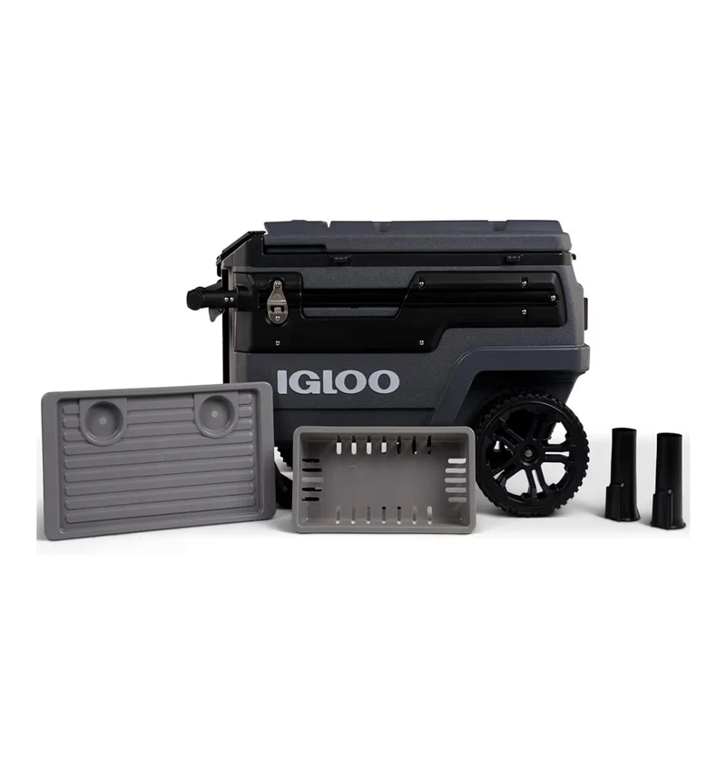 Heavy Duty Insulated Cooler Trailmate Journey 70qt Wheeled Cooler - Insulated Hard Shell Ice Chest (Black)