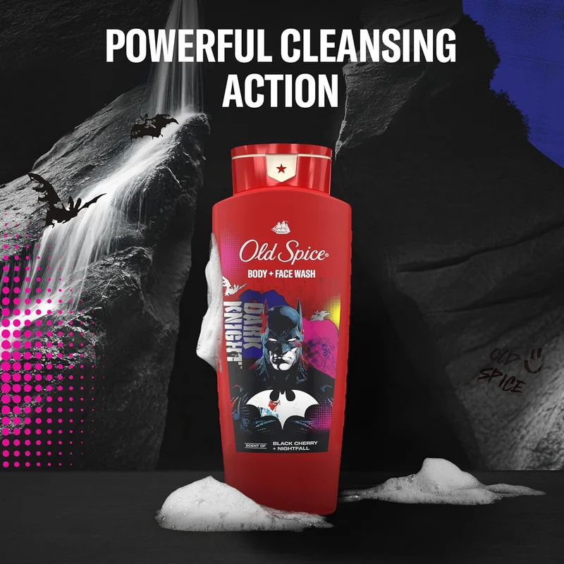 Old Spice Body Wash for Men 3X Defense, 24/7 Shower Fresh with Lasting Scent, Cleansing 2-in-1 Body & Face Wash (Black Cherry and Nightfall Scent) 24 oz