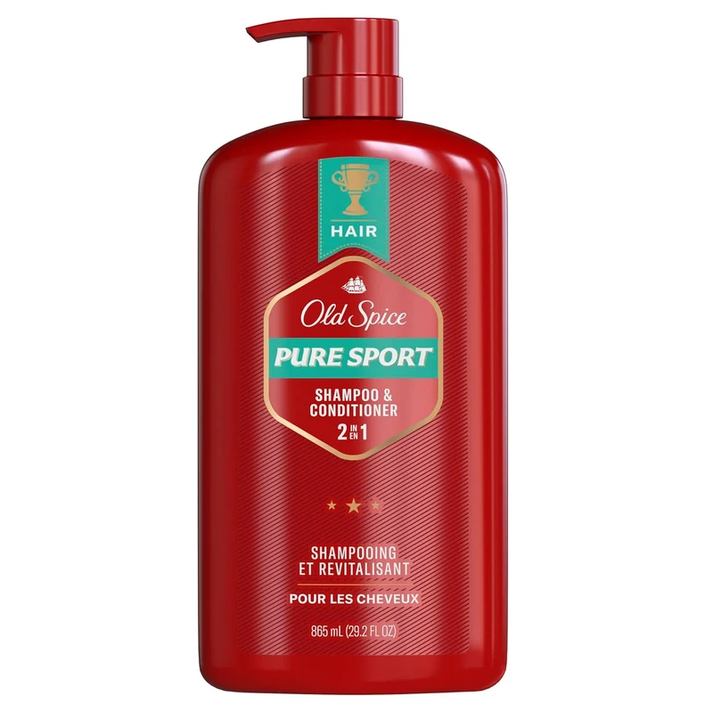 Old Spice Men's 2-in-1 Shampoo and Conditioner for all Hair Types - Pure Sport - 29.2 Fl Oz Each (Twin Pack)