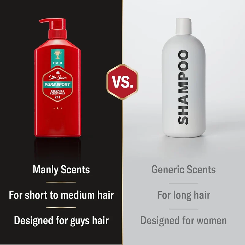 Old Spice Men's 2-in-1 Shampoo and Conditioner for all Hair Types - Pure Sport - 29.2 Fl Oz Each (Twin Pack)