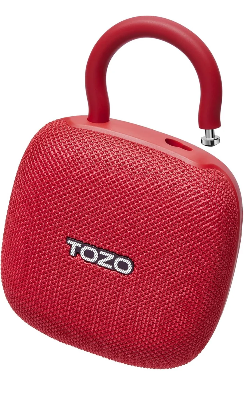 PE1 Mini Portable Bluetooth Speakers w/ Adjustable Carabiner IPX8 Waterproof, 32H Playtime - Red