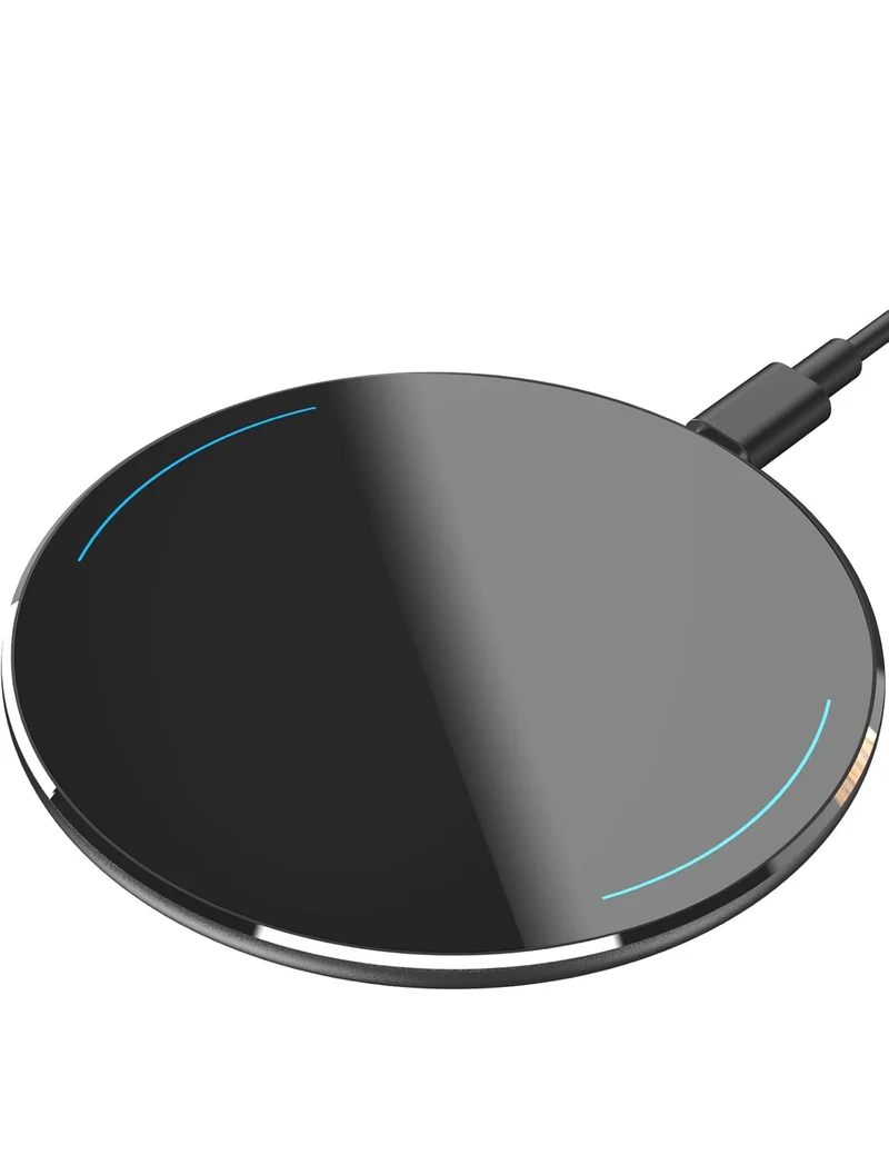 New Anti-Slip Wireless Charger 15W Max Fast Charging Pad Compatible w/ iPhone,Samsung Galaxy - Black