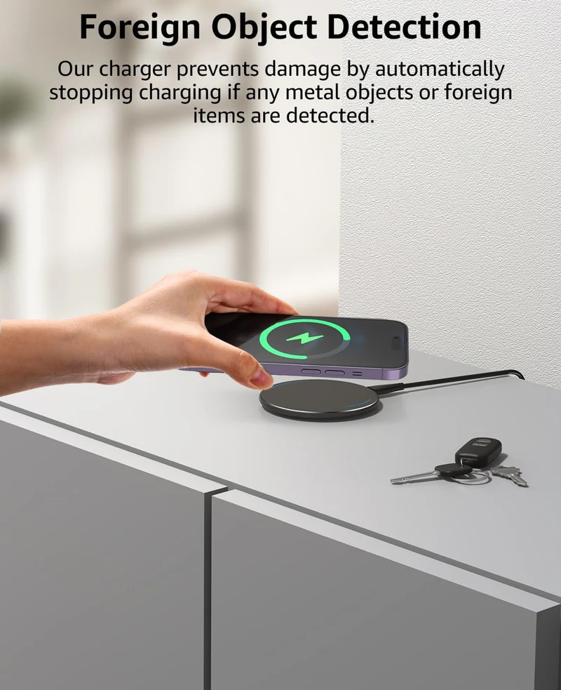 New Anti-Slip Wireless Charger 15W Max Fast Charging Pad Compatible w/ iPhone,Samsung Galaxy - Black