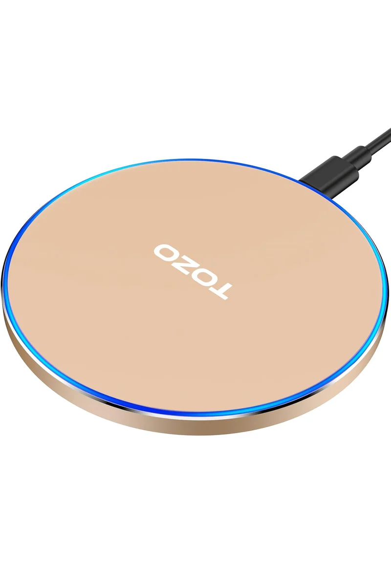 New Anti-Slip Wireless Charger 15W Max Fast Charging Pad Compatible w/ iPhone,Samsung Galaxy - Champagne