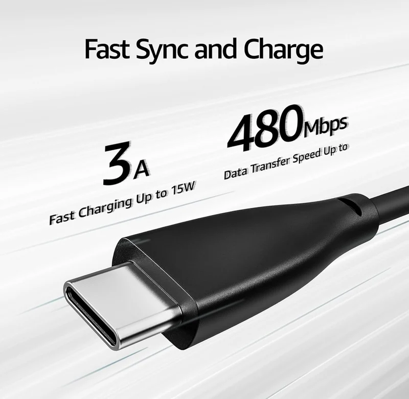USB-C to USB-A Charging Cable Supports 480Mbps Speed and Type C Fast Charging Data Cable