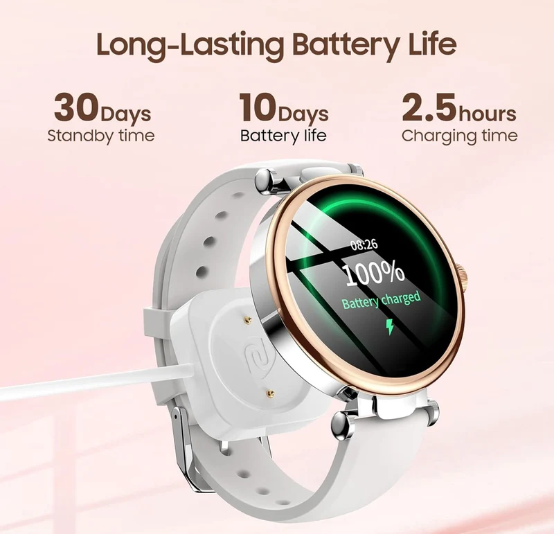 S8 LED Smart Watch for Women, 1.32" HD Color Screen, Health Tracker Ladies Watch with Sleep Monitor Stress Analysis 100+