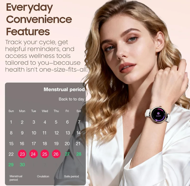 S8 LED Smart Watch for Women, 1.32" HD Color Screen, Health Tracker Ladies Watch with Sleep Monitor Stress Analysis 100+