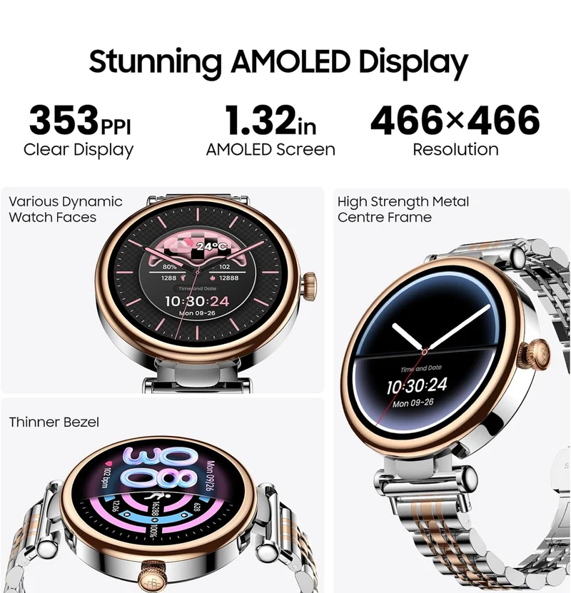 Smart Watch 1.32" HD Color Screen, Health Tracker w/ Sleep Monitor, Waterproof, Bluetooth (Stainless Steel)
