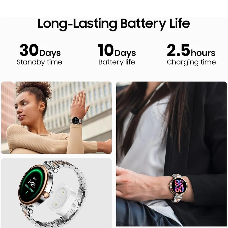 Smart Watch 1.32" HD Color Screen, Health Tracker w/ Sleep Monitor, Waterproof, Bluetooth (Stainless Steel)