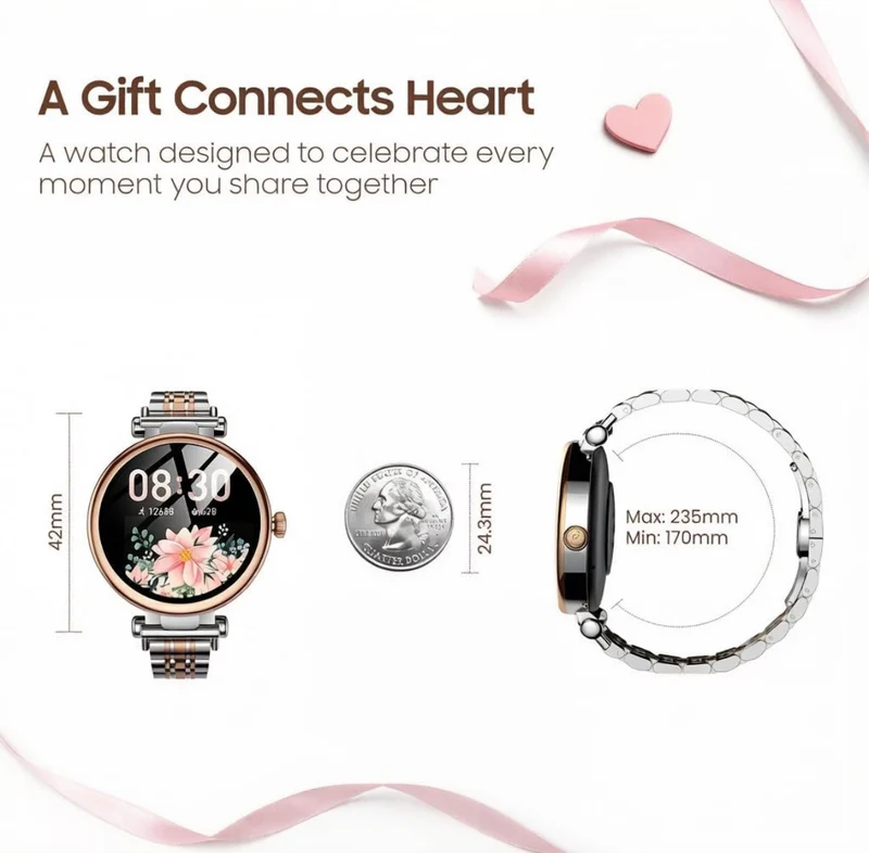 Smart Watch 1.32" HD Color Screen, Health Tracker w/ Sleep Monitor, Waterproof, Bluetooth (Stainless Steel)