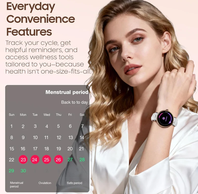 Smart Watch 1.32" HD Color Screen, Health Tracker w/ Sleep Monitor, Waterproof, Bluetooth (Leather Strap)