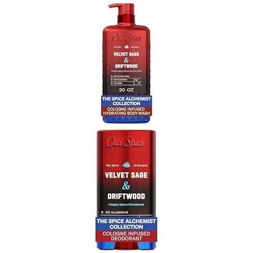 Bundle of Old Spice Body Wash Velvet Sage + Driftwood Scent & Old Spice Aluminum Free Deodorant Velvet Sage + Drift Wood Scent