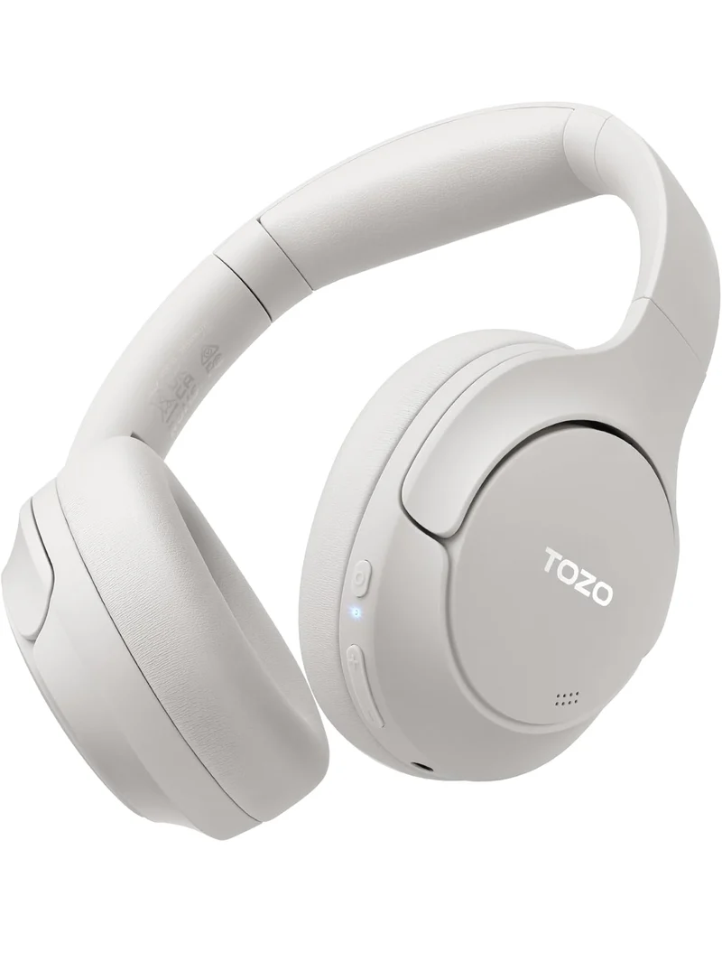 Hybrid Active Noise Cancelling Headphones, Wireless Over Ear Bluetooth, 40H Playtime, Hi-Res Audio Custom EQ, Comfort Fit Ear Cups (White)