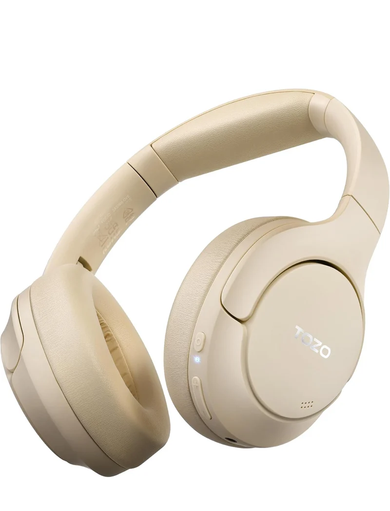 HT2 Hybrid Active Noise Cancelling Headphones, Wireless Over Ear Bluetooth Headset, 60H Playtime - Khaki