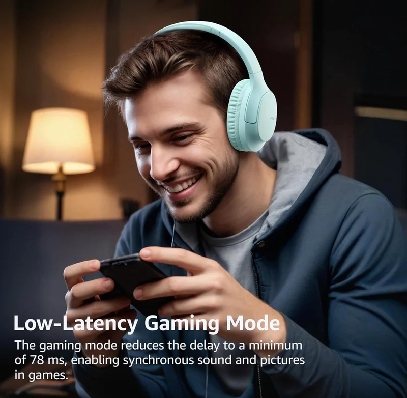 HA1 Bluetooth 5.4 Over Ear Headphones, 70H Playtime w/ Mic, Foldable Headset, Deep Bass Stereo