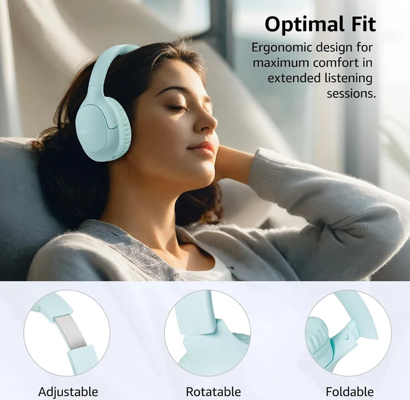 HA1 Bluetooth 5.4 Over Ear Headphones, 70H Playtime w/ Mic, Foldable Headset, Deep Bass Stereo