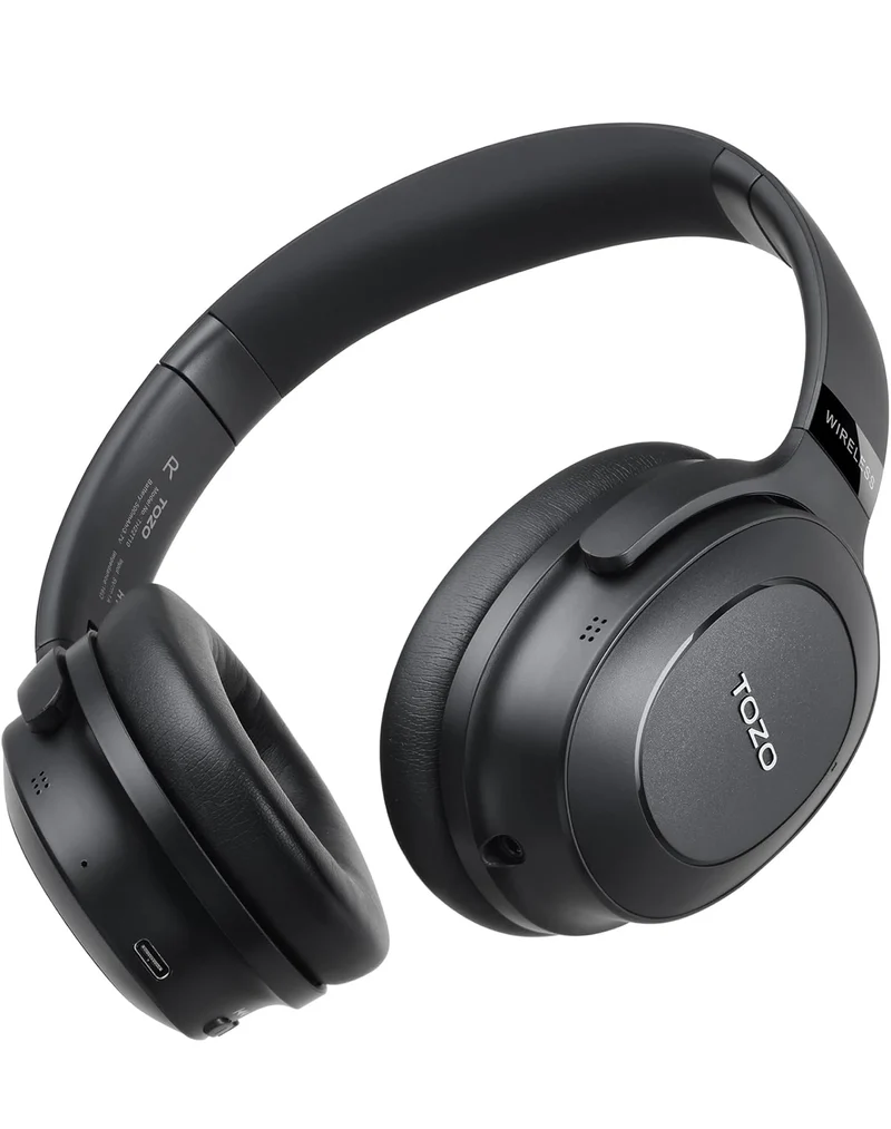 Hybrid Active Noise Cancelling Headphones, Wireless Over Ear Bluetooth, 40H Playtime, Hi-Res Audio Custom EQ, Comfort Fit Ear Cups (Black)
