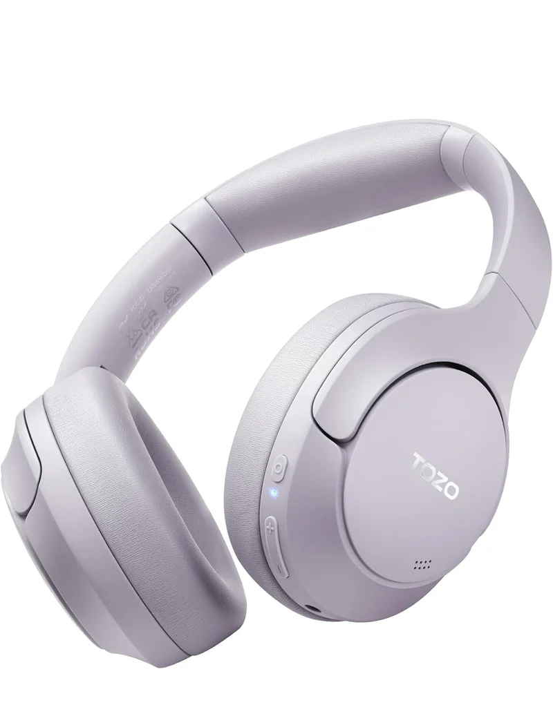 Hybrid Active Noise Cancelling Headphones, Wireless Over Ear Bluetooth, 40H Playtime, Hi-Res Audio Custom EQ, Comfort Fit Ear Cups (Purple)