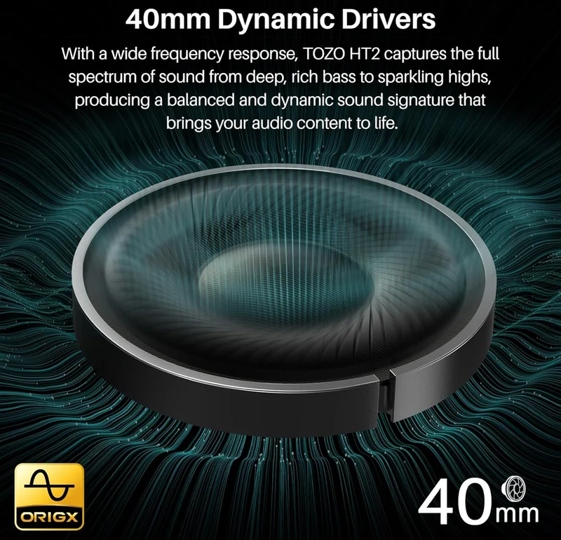 Hybrid Active Noise Cancelling Headphones, Wireless Over Ear Bluetooth, 40H Playtime, Hi-Res Audio Custom EQ, Comfort Fit Ear Cups (Purple)