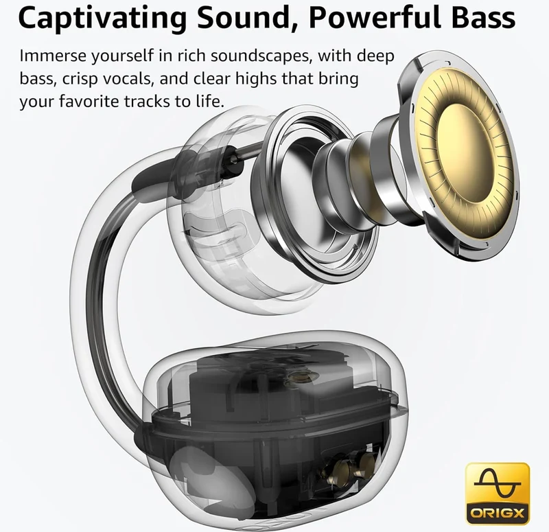 Open Ear Clip Earbuds, Lightweight Comfort 40H Play BT w/ Smart Digital Display - Pink
